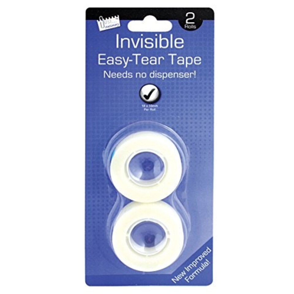 image 1 of Pack of 2 Invisible Easy Tear Tape Rolls 18mm x 33m