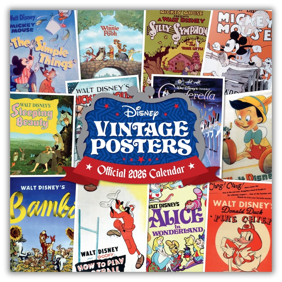 DISNEY VINTAGE POSTERS 2026 SQUARE CALENDAR