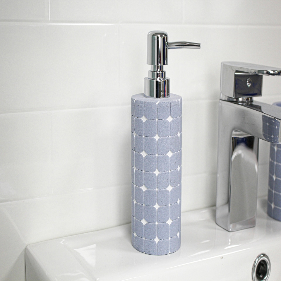 image 1 of Showerdrape Mosaica Sky Blue 3 Piece Bathroom Accessory Set