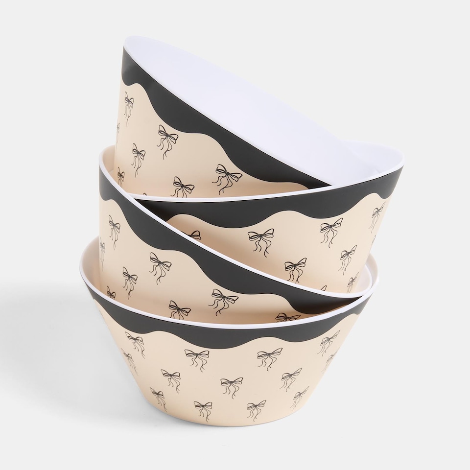 image 1 of OHS Summer Print Plastic Picnic Bowls Set of 4 Lightweight Outdoor