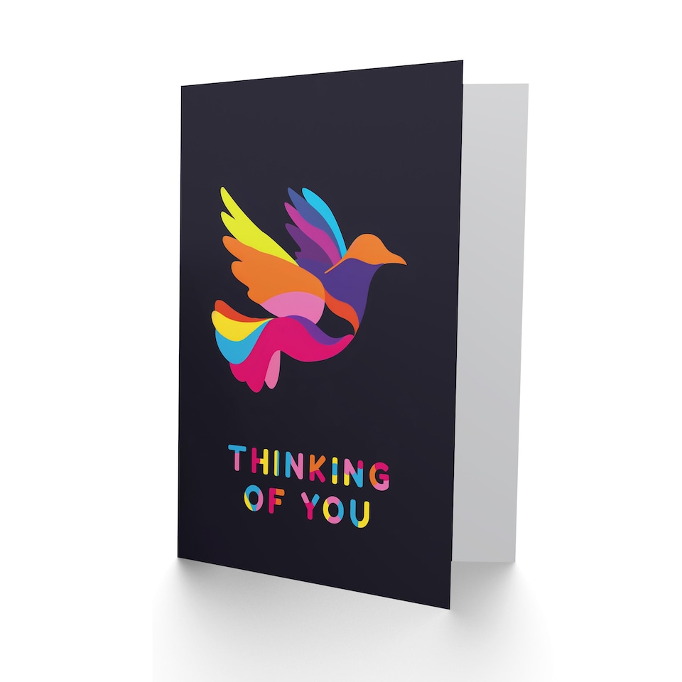 image 1 of Thinking Of You Colourful Dove Graphic Design Miss You Card