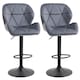 image 1 of HOMCOM Adjustable Bar Stools Set of 2, Armless Upholstered Swivel Counter Chairs, Barstools with Back, Footrest, Dark Grey