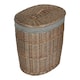 image 2 of Antique Wash Grey Cotton Lined Oval Willow Laundry Basket