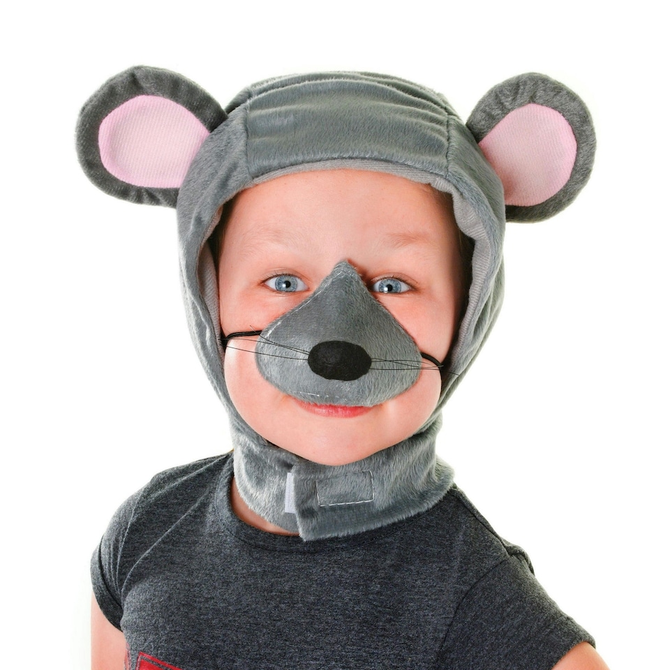 Bristol Novelty Childrens/Kids Mouse Hood And Nose Accessories Set - Grey/Pink/Black - One Size Grey | One Size