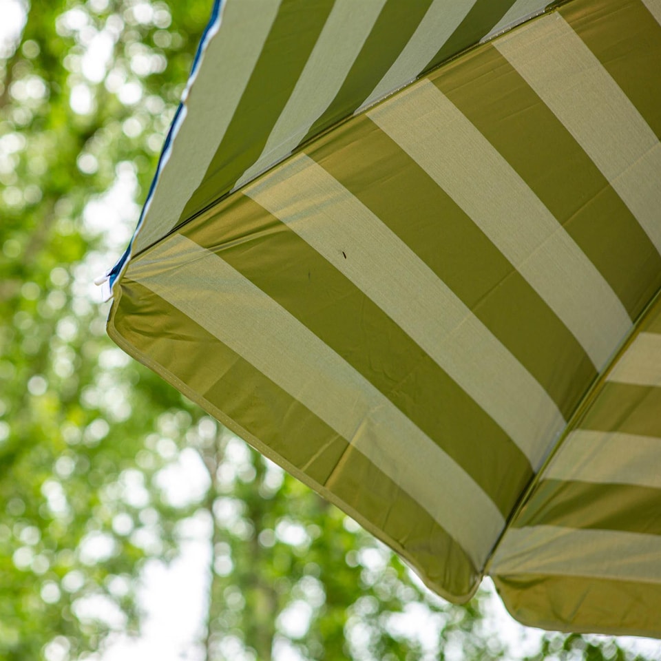 image 1 of Harbour Housewares Metal Beach Parasol with Grey Base - 1.8m - Yellow Stripe