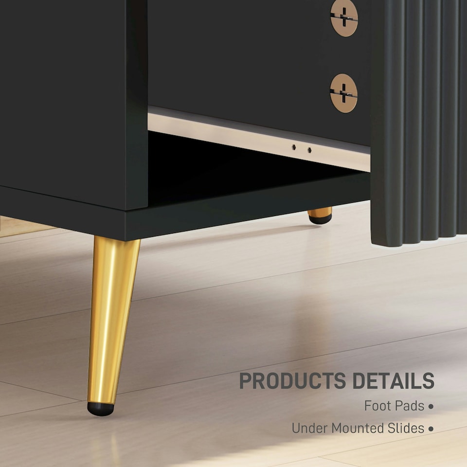 image 1 of HOMCOM Bedside Table with 2 Drawers for Bedroom, Living Room, Black