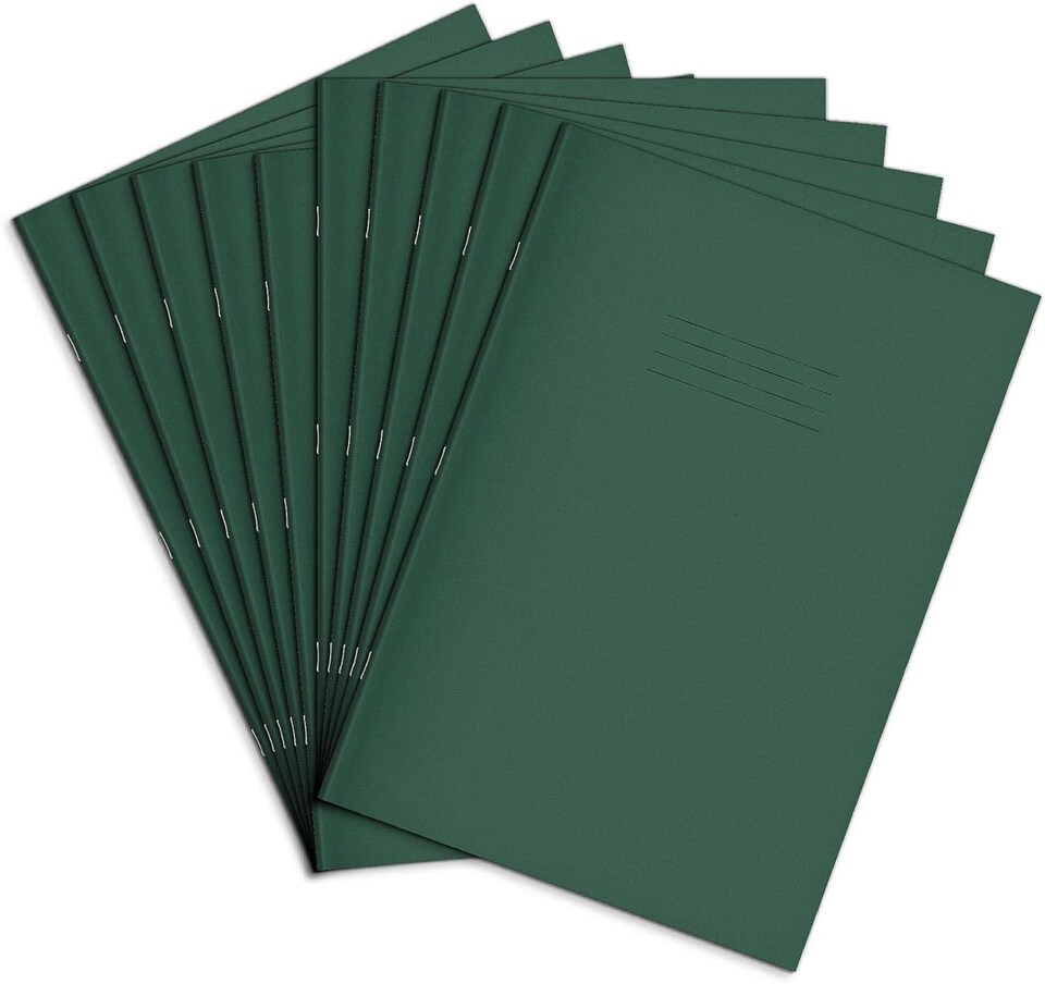 image 1 of Rhino 80 Page 8mm Lined Exercise Book Dark Green A4 - 10 Pack