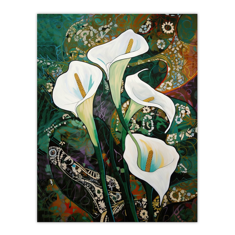 image 1 of Calla Lily Flowers Abstract Lilies Home Decor Black Framed Wall Art Print A4