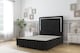 image 1 of Sloomy Boston Chrome Black Plush Divan Bed Base 2 Drawers Left Side With 26 Inch Strutted Headboard & 12 Inch Matching Footboard | Black | Black | Double | 1