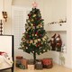 image 2 of HOMCOM 6ft Artificial Christmas Tree with LED Lights and Red Decorations