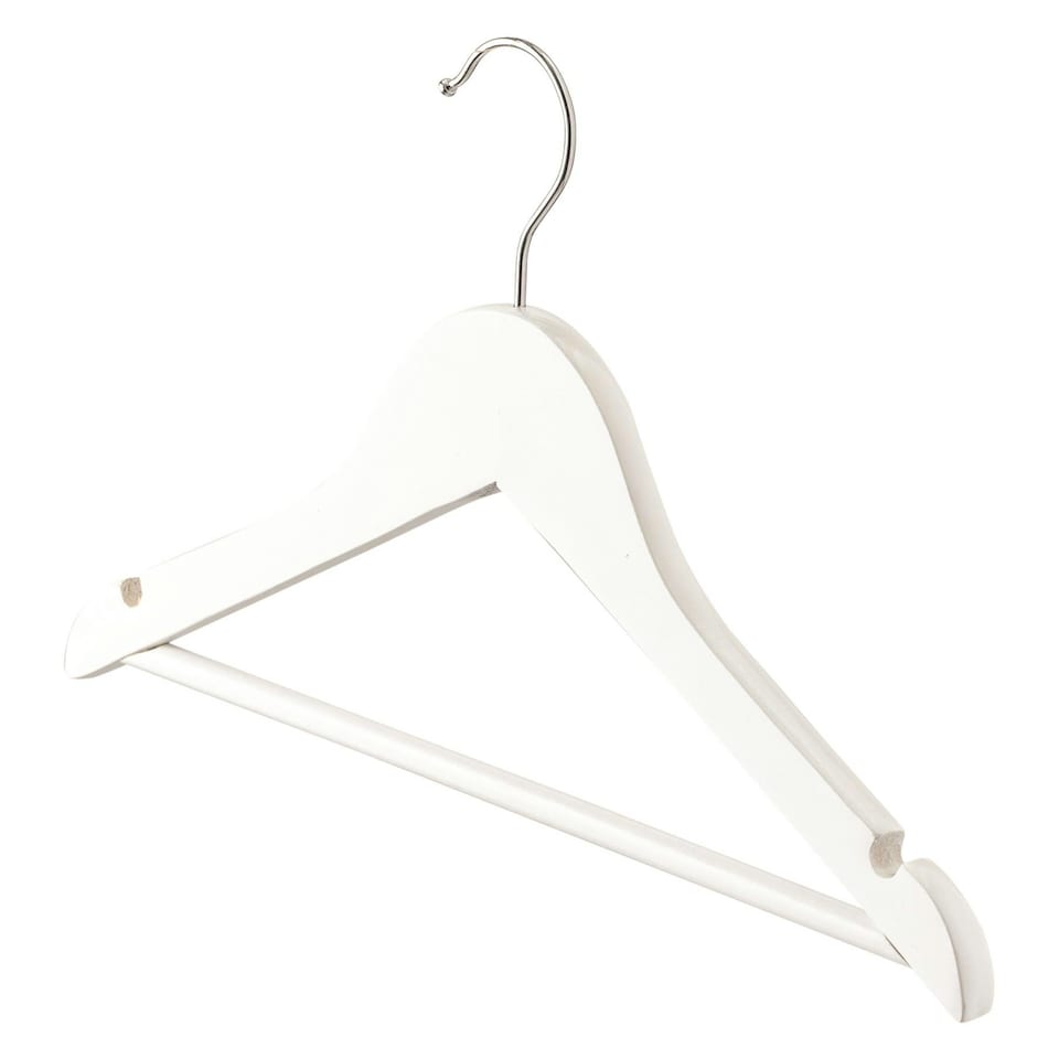 image 1 of Harbour Housewares Wooden Childrens Clothes Hanger - White - Pack of 10 - Wooden Hanger Coat Hanger Suit Hanger Jacket Hanger Shirt Hanger Trouser Hanger