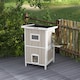 image 2 of PawHut Outdoor Wooden Cat House w/ Removable Bottom, Escape Doors, for 1-2 Cats