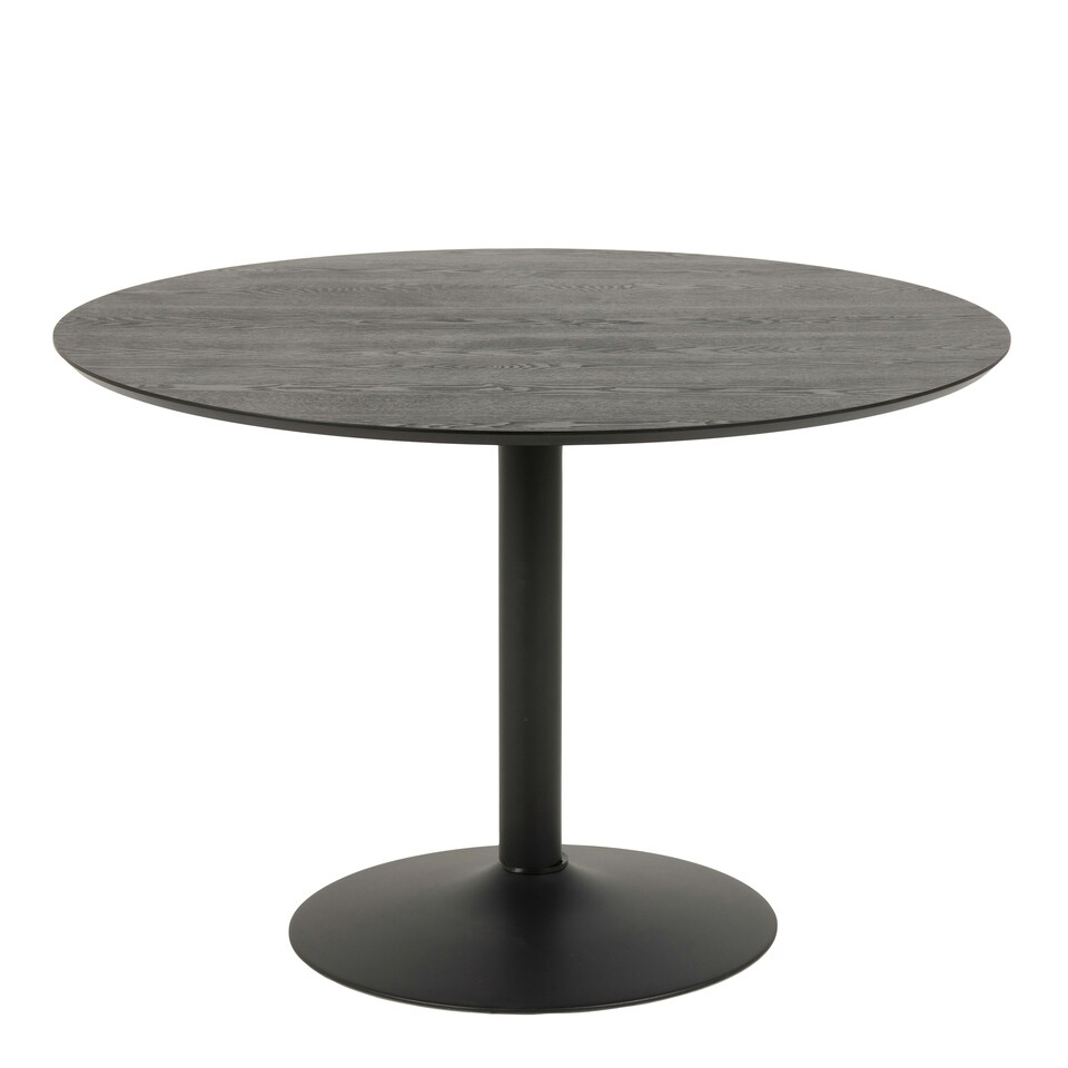image 1 of Ibiza Round Dining Table with Black Ash Top and Matt Black Base
