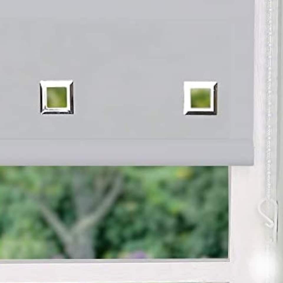 image 1 of 100cm Light Grey Square Eyelet Edge Roller Blind | Grey | Grey