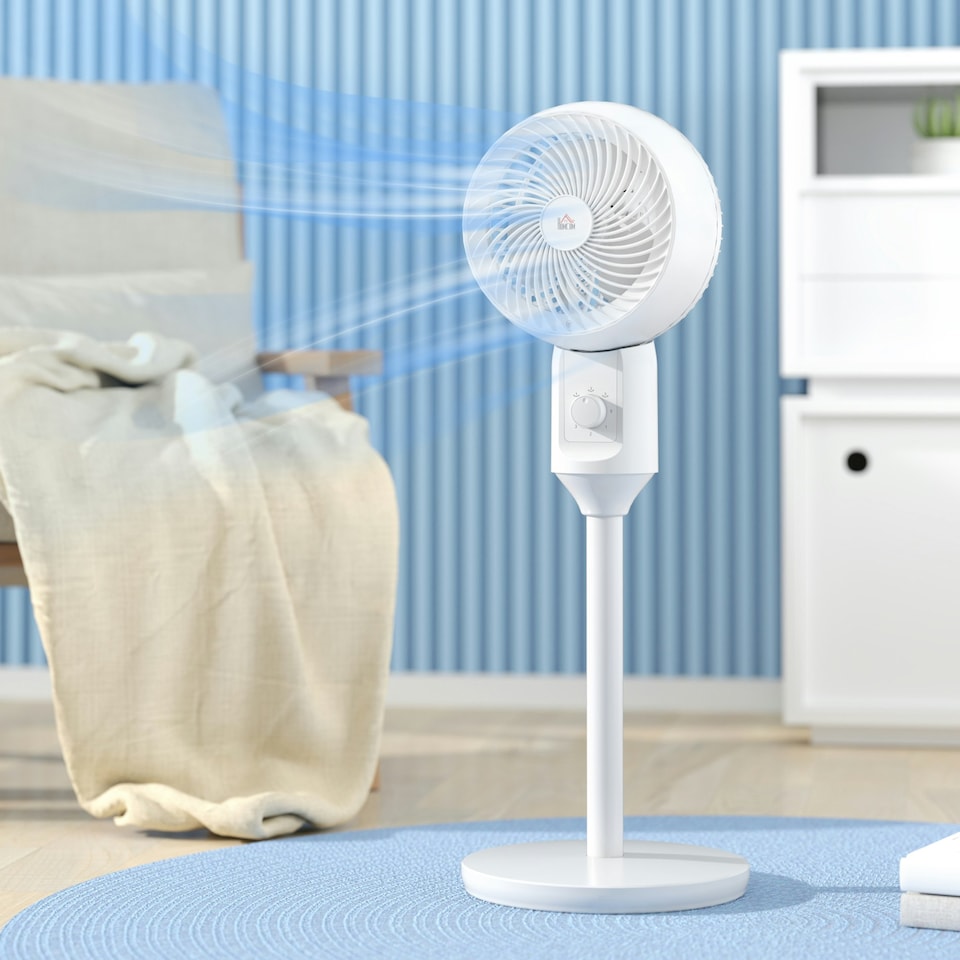 image 1 of HOMCOM 9 Inch Air Circulator Fan 70 Degree Oscillation Carry Handle White