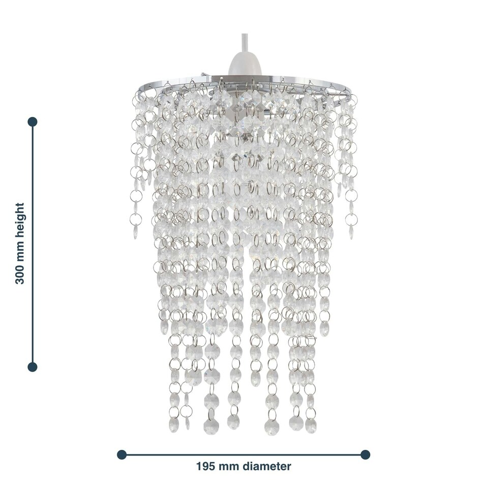 image 1 of First Choice Lighting Cleared Jewelled Waterfall Light Shade Clear | Chrome
