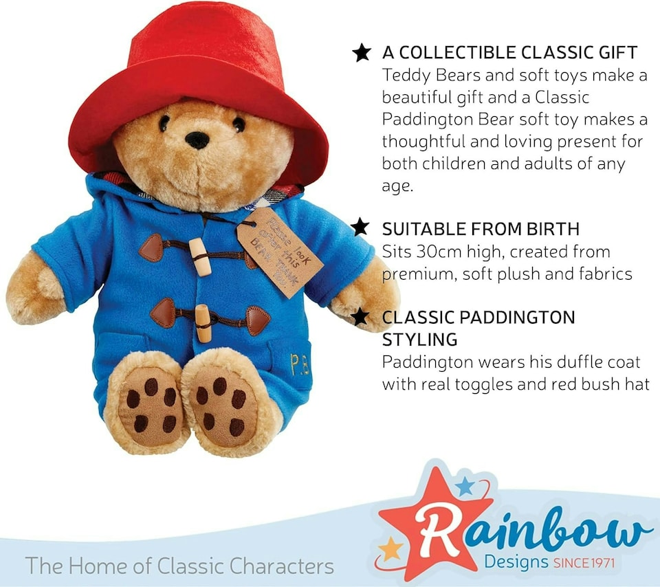 image 1 of Cuddly Classic Paddington Bear – Soft Plush Toy with Iconic Coat & Hat