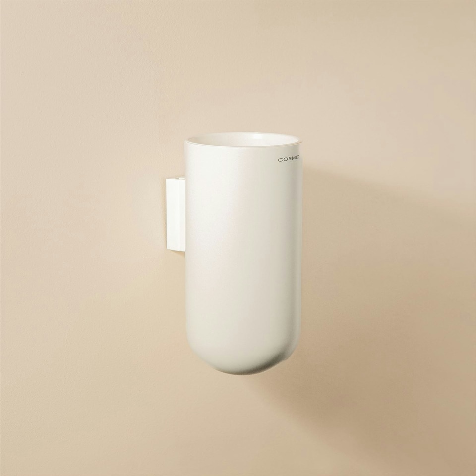 image 1 of Cosmic Toothbrush Holder Circular Design with Stainless Steel White for Bathroom