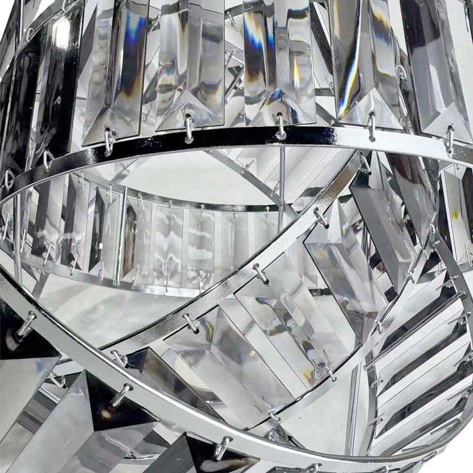 image 1 of VOLTICO 3 Tier Crystal Ceiling Light Shade Grey | Modern Interlocking Ring Pendant Lampshade E27