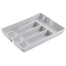 7-Section Extendable Plastic Cutlery Tray Organiser | Grey | 1
