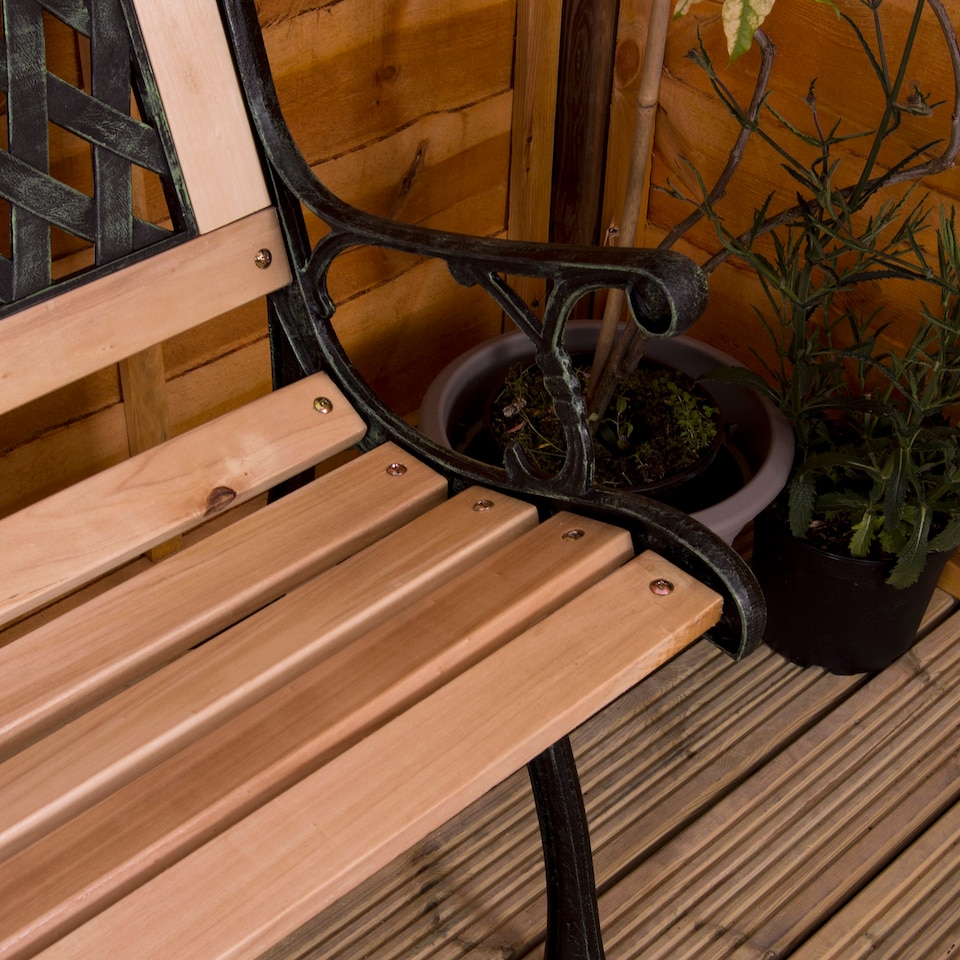 image 1 of Garden Vida 3 Seater Garden Bench Outdoor Patio Seating, Cross Style