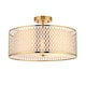 image 1 of Cordero Decorative Flush Ceiling Lamp, Gold Effect Plate, White Fabric, Frosted Glass