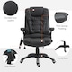 image 8 of HOMCOM 6-Point Massage Office Chair with Seat Heated for Home Office, PU Leather High Back Executive Desk Chair with Adjustable Height and 360 Swivel for Work Study, Black