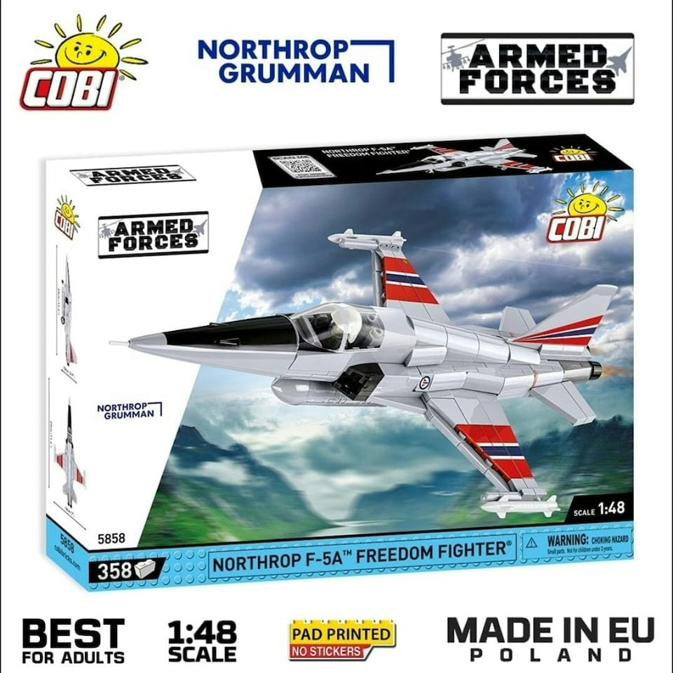 image 1 of Northrop F-5E Freedom Fighter brick plane model - COBI 5858 - 335 bricks
