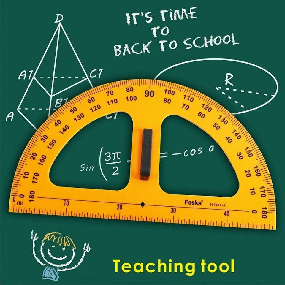 image 1 of 50cm Plastic Removable Handle Teaching Protractor