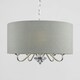 image 1 of ValueLights Rocha Modern Chrome 5 Way Curved Arm Grey Linen Slimline Drum Ceiling Light Pendant with LED Bulb