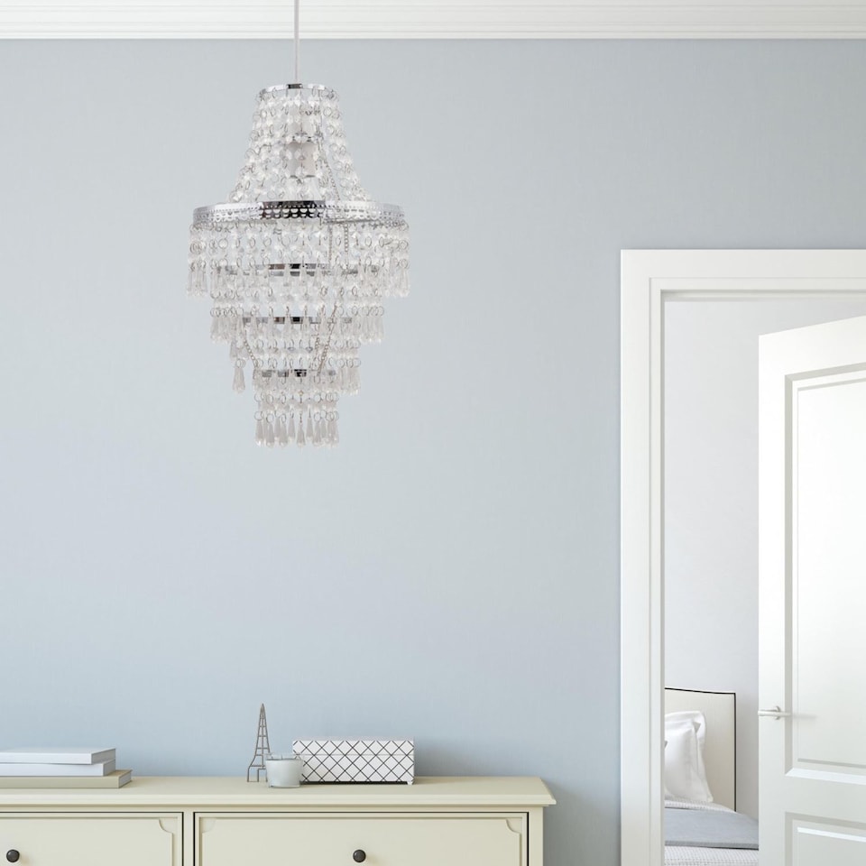 image 1 of Chrome Tiered Chandelier Style Light Shade | Clear | Chrome | Medium | 1