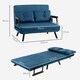 image 3 of HOMCOM 2 Seater Sofa Bed, Click Clack Convertible Bed Settee, Modern Velvet Feel Fabric Sofa Couch with 2 Tufted Cushions, Wood Armrests for Living Room, Bedroom, Guest Room, Navy Blue