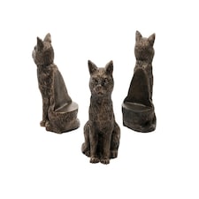 Sitting Cat Plant Pot Feet - Set of 3 - L7.5 x W5.5 x H11.5 cm Brown
