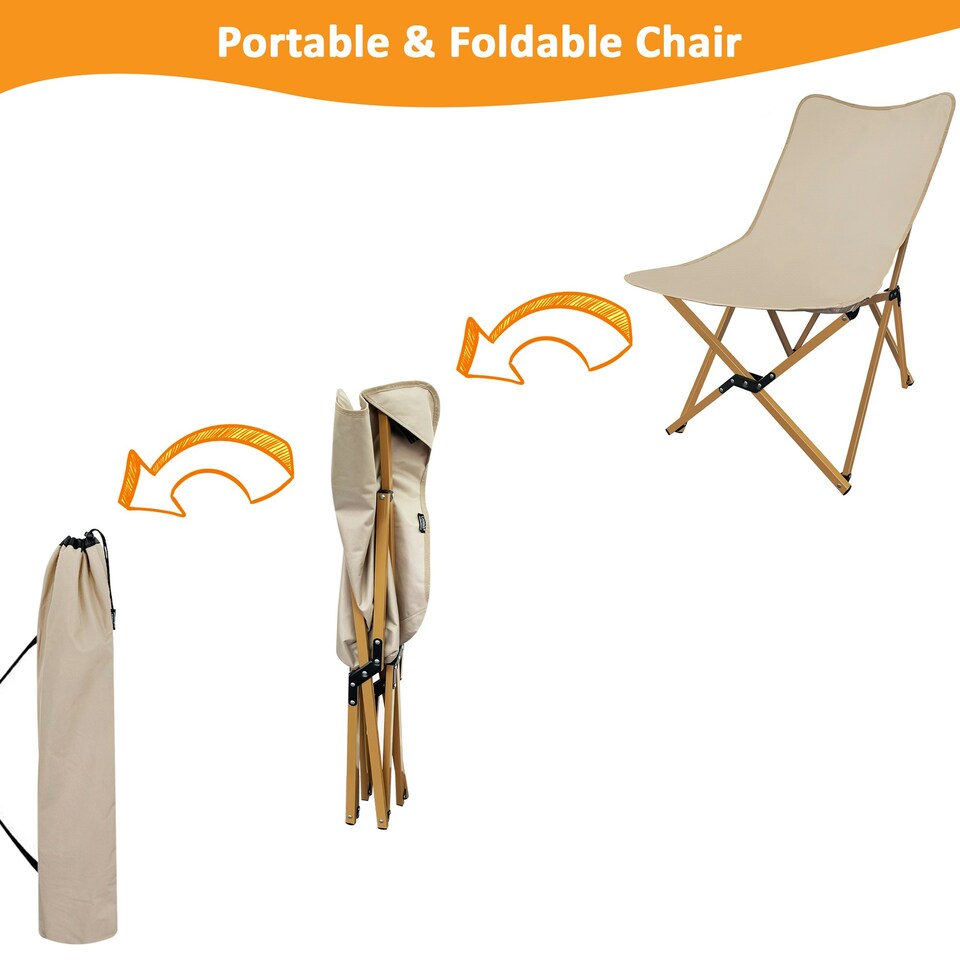 image 1 of Folding Camping Chair Portable Canvas Butterfly Chair for Adults Up to 150kg N/A