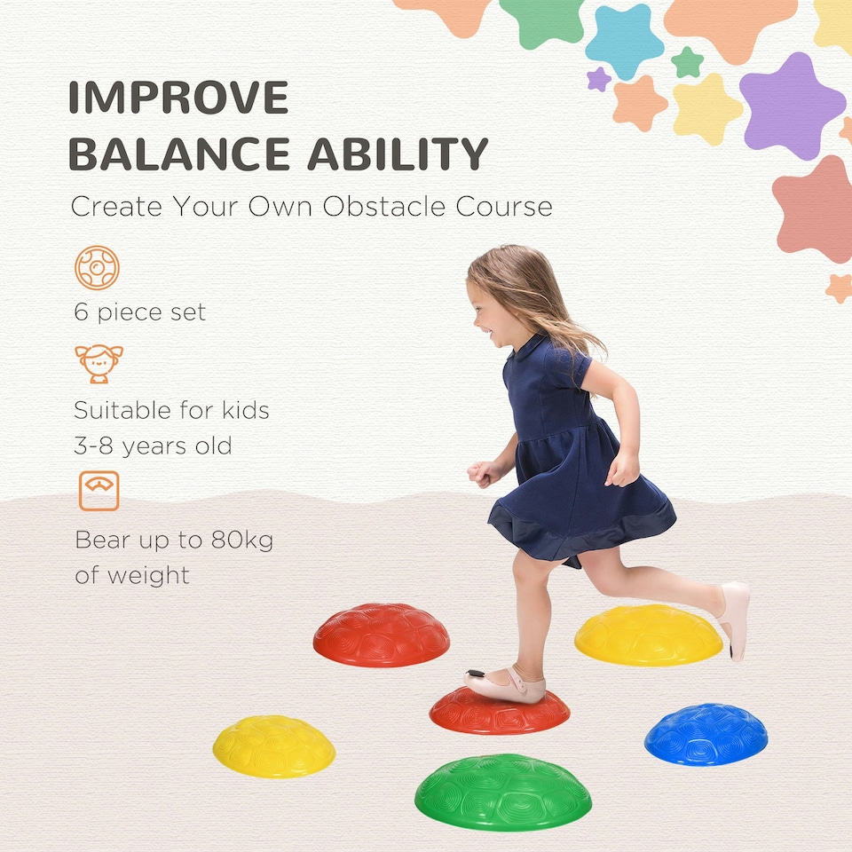 image 1 of ZONEKIZ Balance River Stones w/ Non-Slip Mats for Ages 3-8 Years