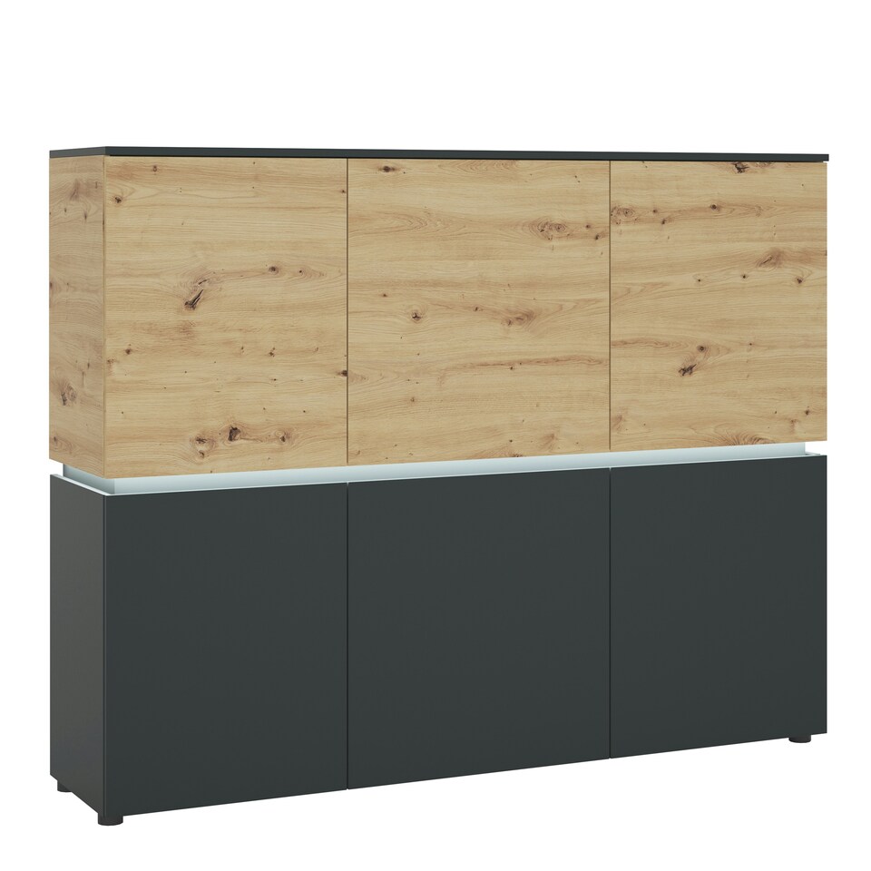 image 1 of Luci 6 Door Cabinet (including LED lighting) in Platinum and Oak