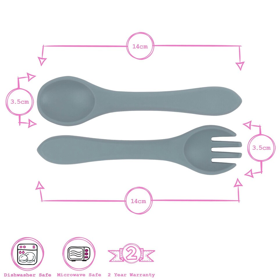 image 1 of Tiny Dining Baby Silicone Suction Plate, Fork & Spoon Set - Tradewinds