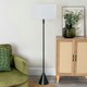 image 1 of ValueLights Mitch Grey Drum Lamp Shade Black Wood Stem Triangle Floor Lamp with LED Bulb Black
