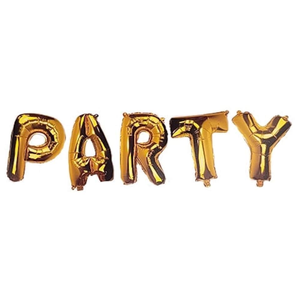 Gold PARTY Air Fill Foil Letter Balloon Kit 34cm