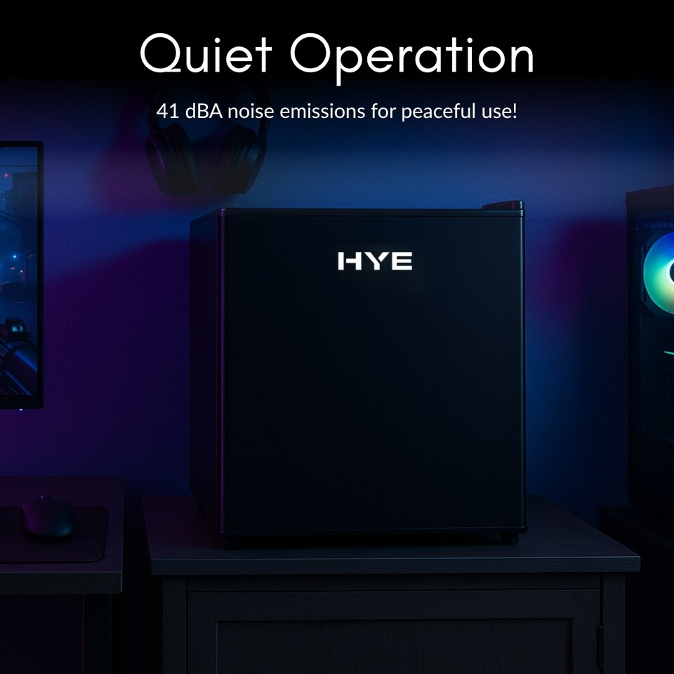 image 1 of HYE Mini Fridge 46 Litre Table Top Quiet Drinks Fridge - Black RF01MBF46B23