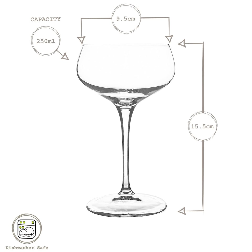 image 1 of Bormioli Rocco Bartender Novecento Cocktail Glasses - 250ml - Pack of 6