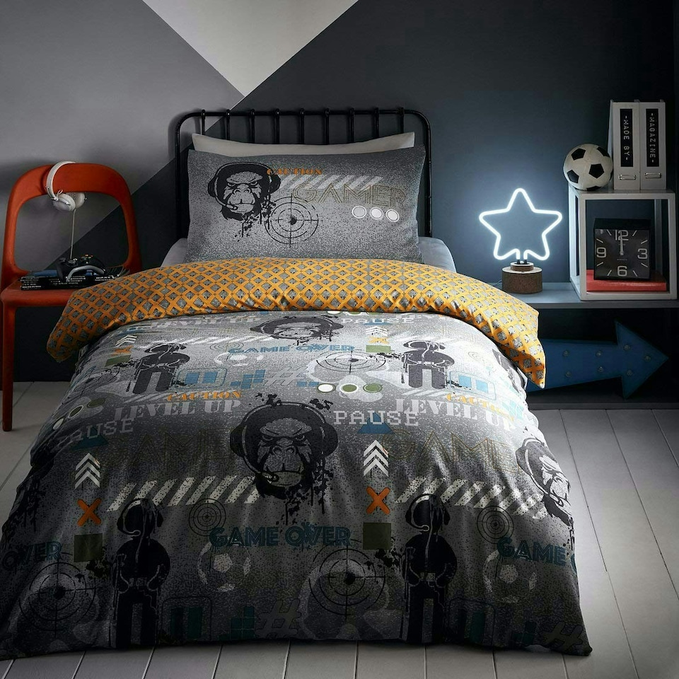 image 1 of Gamer Duvet Cover Set - Double - Grey