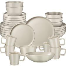 Dinnerware Set Una - dinner set, incl. plates, bowls and mugs, for 6 people | Brown | taupe | 1