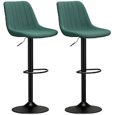 HOMCOM Bar Stools Set of 2 Adjustable Swivel Bar Chairs with Backrest Green