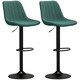 image 1 of HOMCOM Bar Stools Set of 2 Adjustable Swivel Bar Chairs with Backrest Green