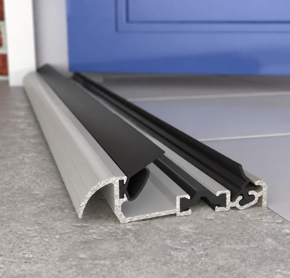 image 1 of Exitex Macclex 15/2 Thermal Break Door Threshold Draught Excluder Cill for 44mm Doors, 914mm | Silver