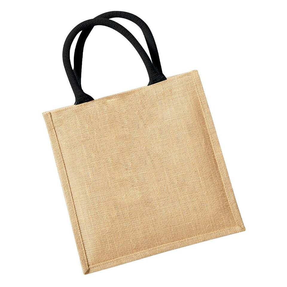 image 1 of Westford Mill Midi Jute Tote Bag - Natural/Black - One Size Cream