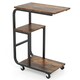 image 2 of COSTWAY Set of 2 C-shaped End Table Couch Table w/Shelves Brown