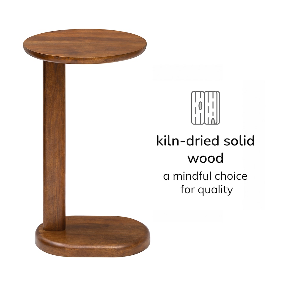 image 1 of Nora C-Shaped Solid Mango Wood Sofa Side Table for Living Room