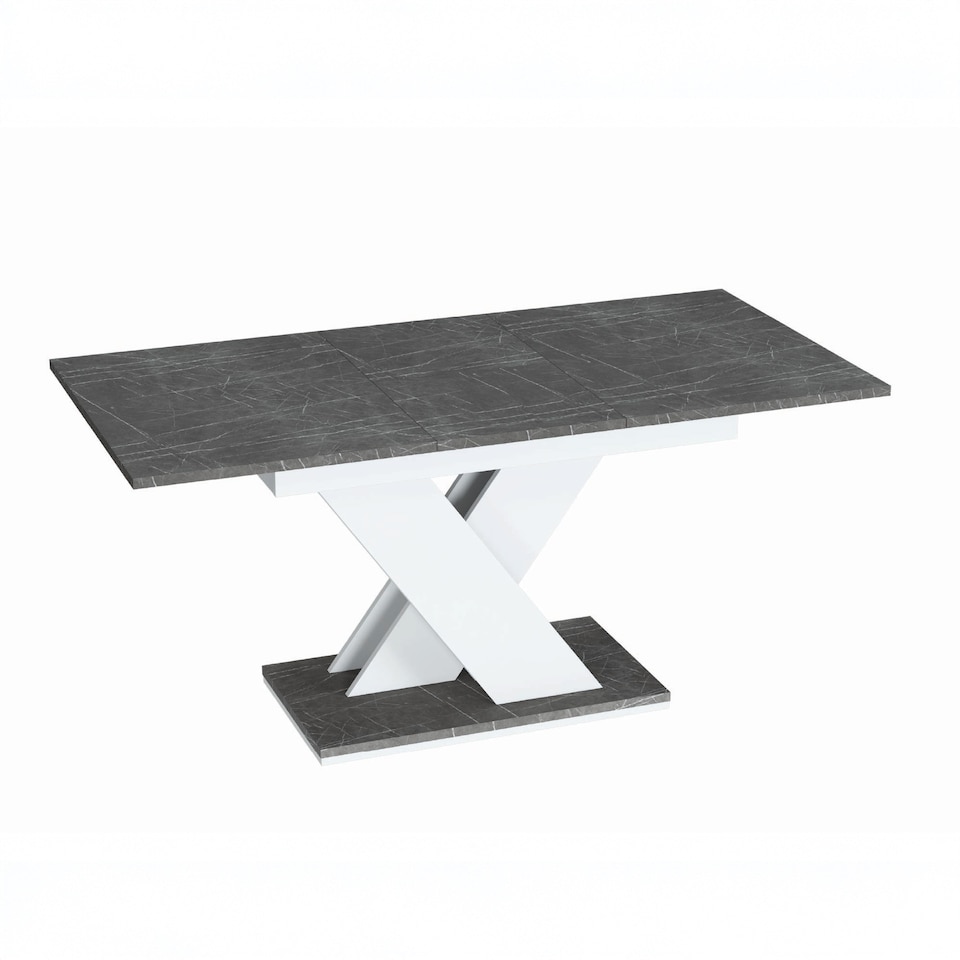 image 1 of Furneo Modern Dining Table Only Extendable 120-160cm Grey Marble Effect Tavolo 02 MDF